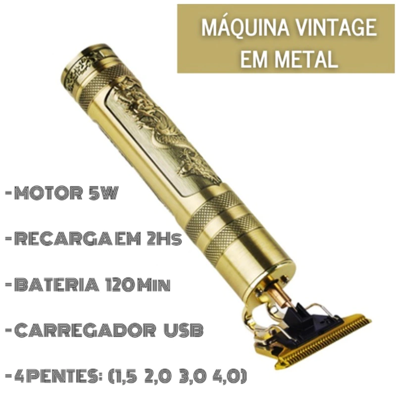 Máquina de corte e aparador de cabelo e barba modelo 2022 elétrica recarregável. Sem LCD